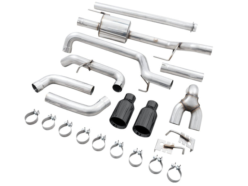 AWE Tuning 0FG 21+ Ford F150 Dual Split Rear Cat-Back Exhaust- 5in Diamond Black Tips