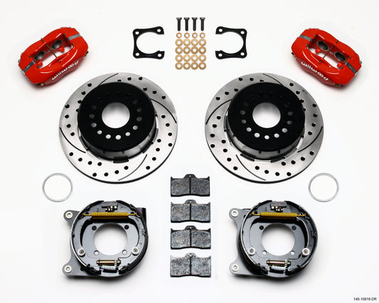 Wilwood Forged Dynalite P/S Park Brake Kit Drilled Red Chevy 12 Bolt-Spec 3.15in Brng Staggered mt