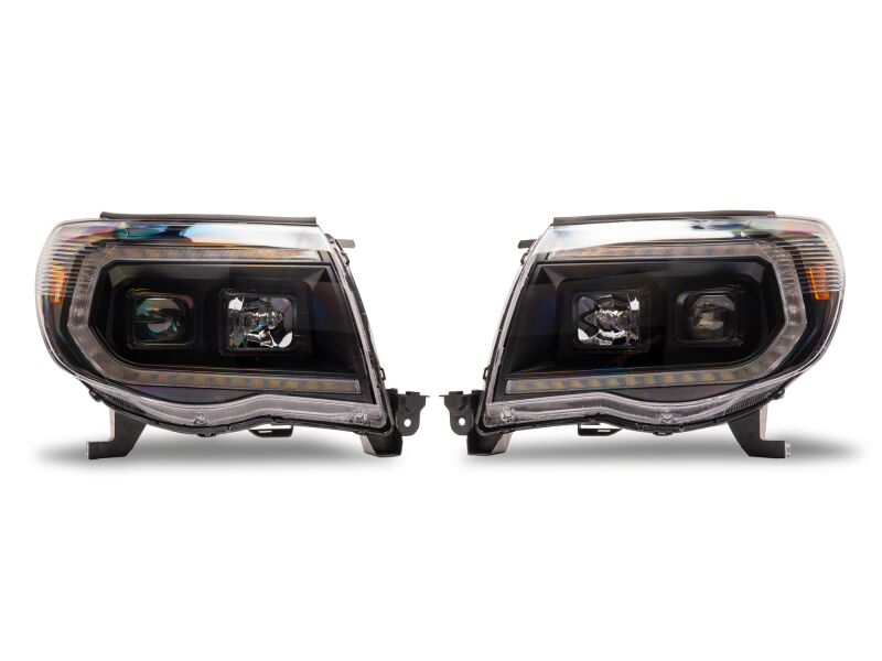 Raxiom 05-11 Toyota Tacoma Axial Series Switchback Projector Headlights- Black Housing- Clear Lens