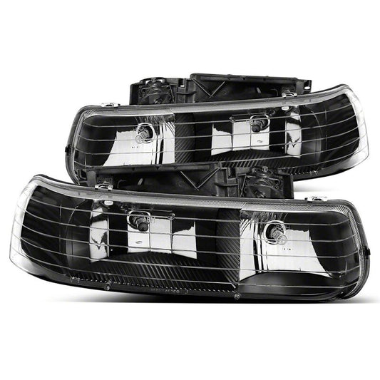 Raxiom 99-02 Chevrolet Silverado 1500 Axial Series Euro Headlights- Black Housing- Clear Lens