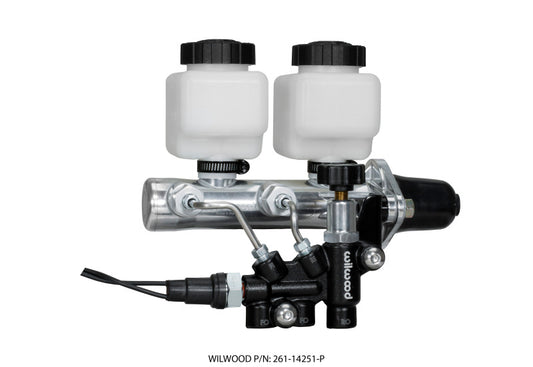 Wilwood Tandem Remote M/C Kit w L/H Bracket & Prop Valve - 1in Bore Ball Burnished