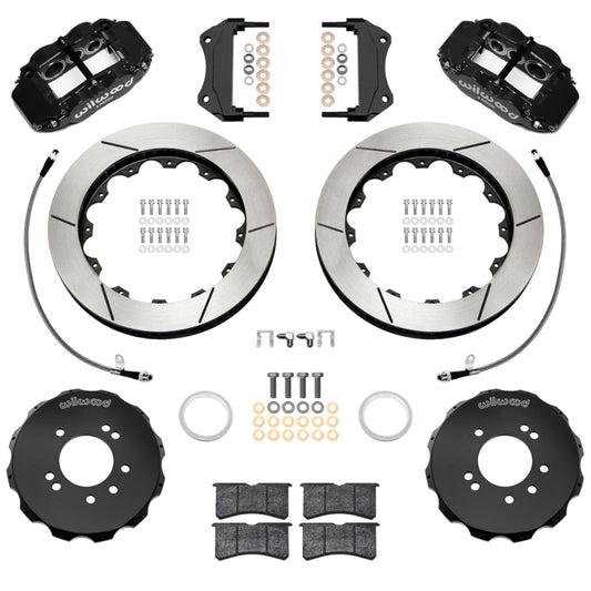 Wilwood 99-02 Nissan Skyline Superlite 6R Front BBK w/ 12.88in Slotted Rotors & Flexlines - Black