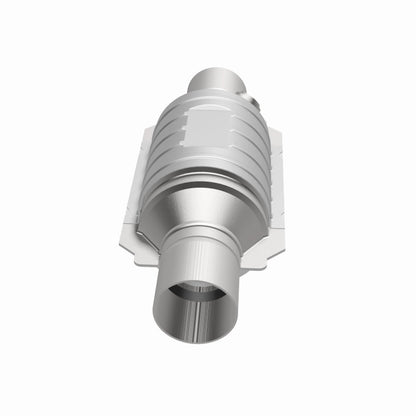 MagnaFlow Univ Conv 2in In/Out Ctr/Ctr Round 9in Body L x 5.125in W x 13in Overall L Single O2 Port