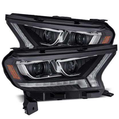 AlphaRex 19-21 Ford Ranger LUXX LED Proj Headlights Plank Style Black w/Seq Signal/DRL