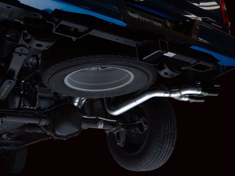 AWE 21+ Ford F150 Dual Side Exit Cat-Back Exhaust - 4.5in Diamond Black Tips *For Stock Y-Pipe Only