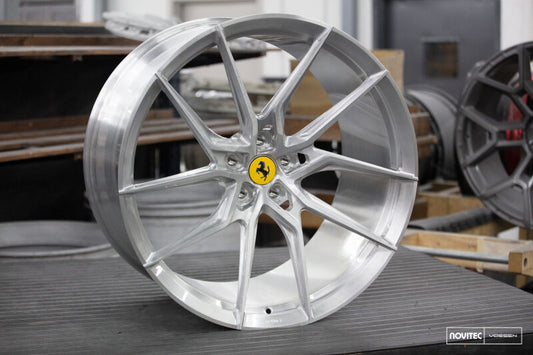 Vossen x Novitec NF8 21x9in - 5x114.3 BP - ET35 - Brushed Gloss Clear Ferrari 488 / F8 Front Wheel