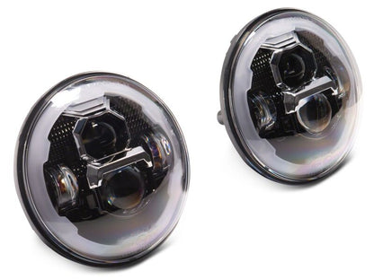 Raxiom 07-18 Jeep Wrangler Axial Series 7-Inch LED Headlights w DRL/ Black Housing - Clear Lens