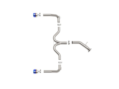 aFe Takeda 20-21 Kia Forte GT 1.6L (t) 3in to 2.5in SS Axle-Back Exhaust System w/ Blue Flame Tips