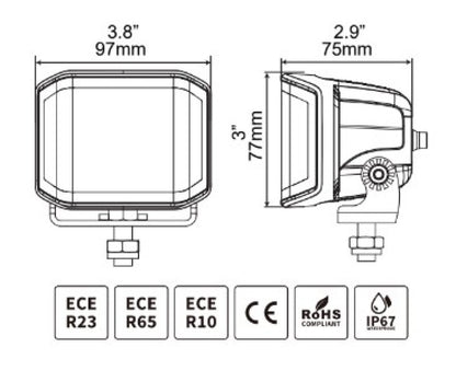 Go Rhino Xplor Blackout Series Cube LED Sideline Spot Light Kit (Surface Mount) 4x3 - Blk (Pair)
