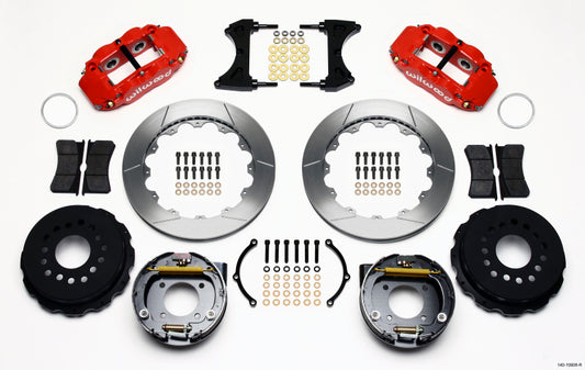 Wilwood Narrow Superlite 4R Rear P-Brk Kit 12.88in Red Chevy 12 Bolt w/ C-Clips Staggered mt