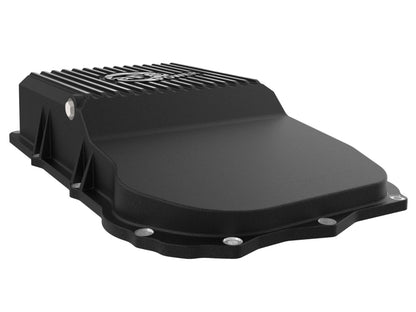 aFe 18-25 Jeep Wrangler JL V6 Transmission Pan - Black w/ Machined Fins