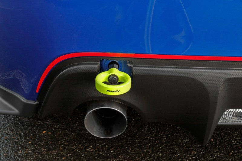 PERRIN 13-25 Subaru BRZ / 13-20 Scion FRS & Toyota 86 / 22-25 GR86 Tow Hook Kit (Rear) - Neon Yellow