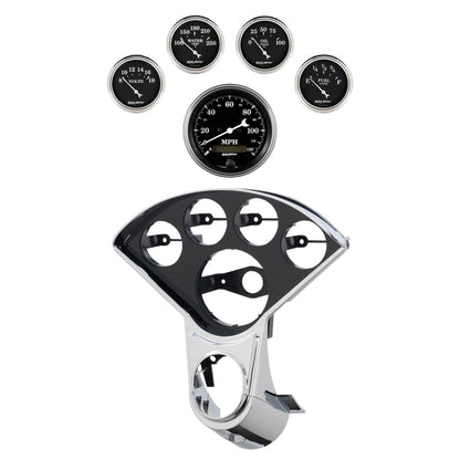 Autometer Old Tyme Black Direct Fit Dash Kit 55-59 Chevy Truck (1 x 3-3/8in. / 4 x 2-1/16in.)