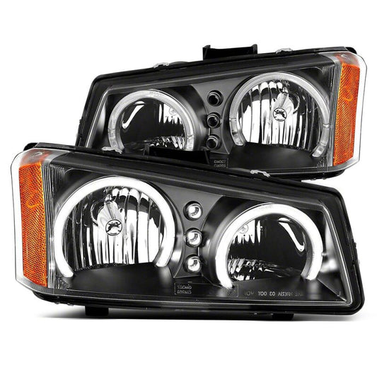 Raxiom 03-06 Chevrolet Silverado 1500 Dual LED Halo Projector Headlights- Black - Clear Lens