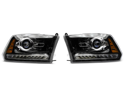 Raxiom 09-18 Dodge RAM 1500 LED Halo Headlights w/Switchback Turn Signals- Blk Housing (Clear Lens)