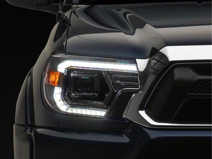 Raxiom 12-15 Toyota Tacoma Axial Series Switchback Projector Headlights- Chrome- Clear Lens