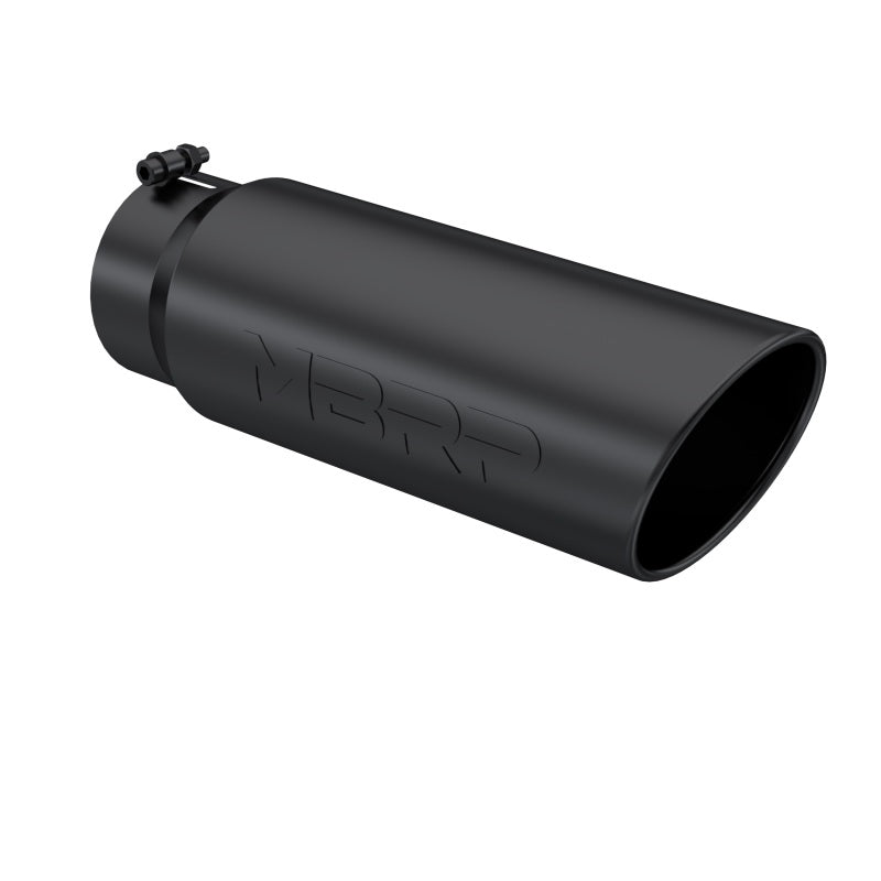 MBRP Universal Tip 6in OD Angled Rolled End 5in Inlet 18in Length Black Finish Exhaust