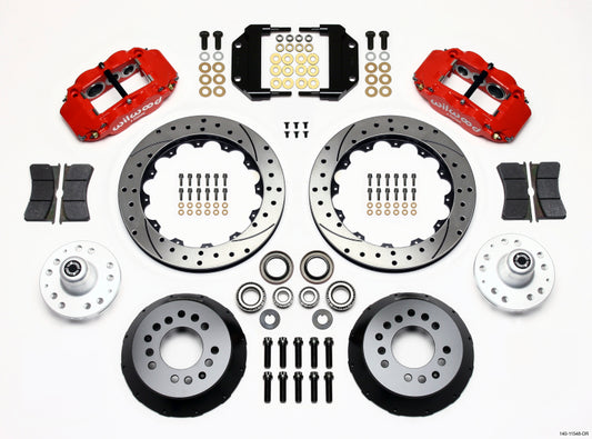 Wilwood Narrow Superlite 6R Front Hub Kit 12.88in Drill Red Magnum Force Drop Spindle