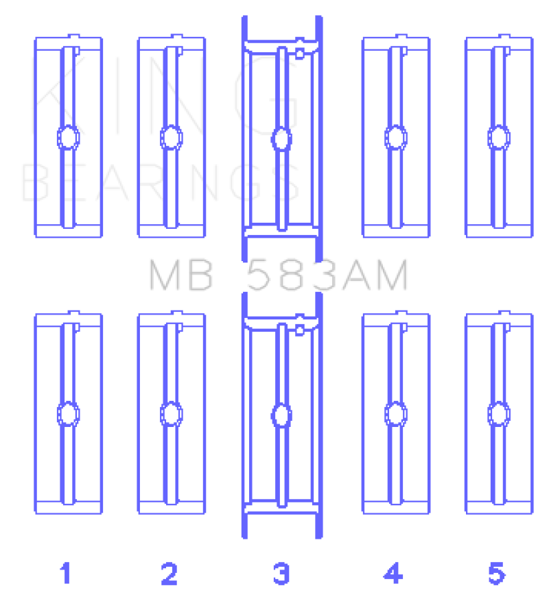 King Engine Bearings Ford 239/256/272/292 (Size .010) Crankshaft Main Bearing Set