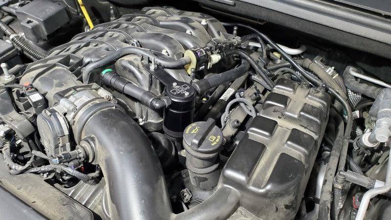 J&amp;L 16-25 Dodge Durango / Jeep Grand Cherokee 3.6L Oil Separator 3.0 Passenger Side - Black Anod