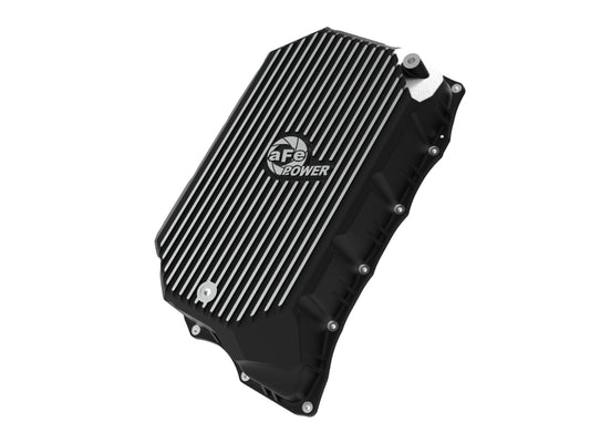 aFe 20-25 GM Diesel V8-6.6L L5P Transmission Pan w/ Machined Fins - Black