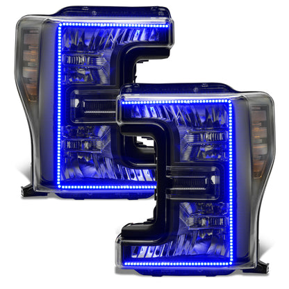 Oracle 17-19 Ford F-250 SD Dynamic Pre-Assembled Headlights - Halogen - Black Edition -