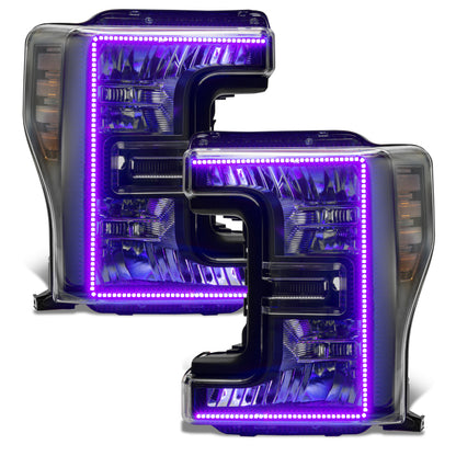 Oracle 17-19 Ford F-250 SD Dynamic Pre-Assembled Headlights - Halogen - Black Edition -