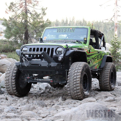 Westin 18-19 Jeep Wrangler JL WJ2 Stubby Front Bumper - Textured Black
