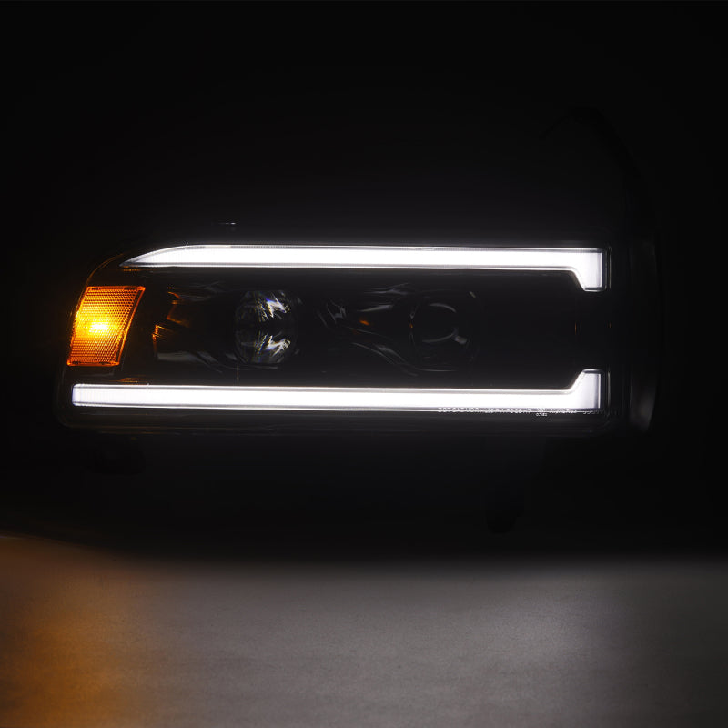 AlphaRex 94-01 RAM 1500 LUXX LED Proj Headlights Alpha-Blk w/Activ Light/Seq Signal/SB DRL