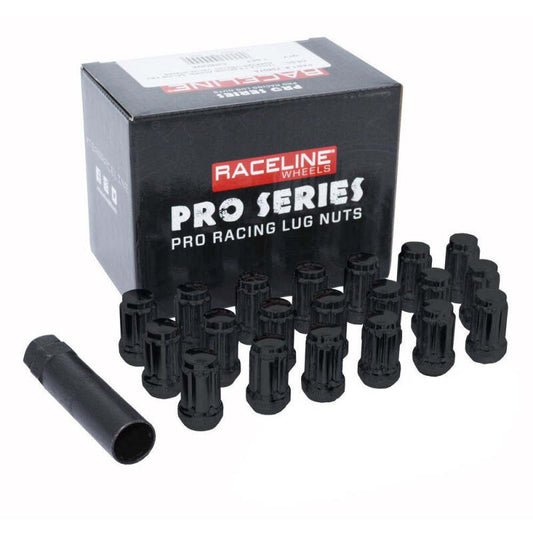 Raceline 1/2in Spline Black Lug Nuts (24 Pack)