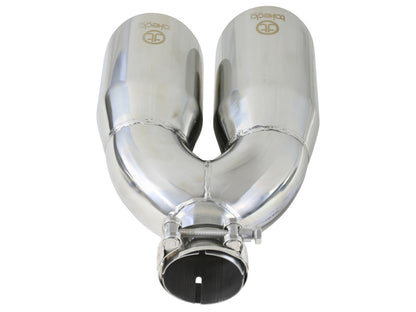 aFe Takeda 2.5in 304 Stainless Steel Clamp-on Tip Passenger Side 2.5in Inlet 4inDual - Polished