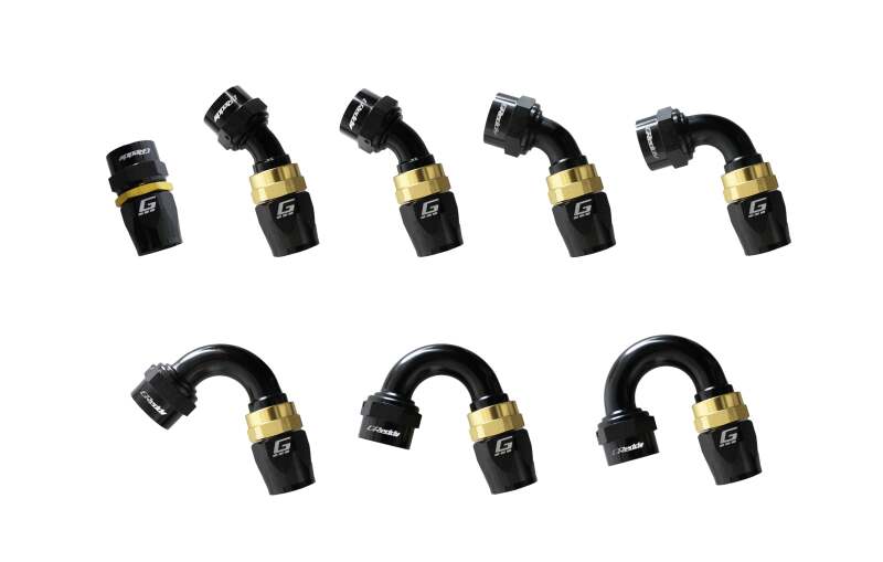GReddy AN06 150 DEGREE HOSE END SWIVEL BLACK/GOLD ANODIZED