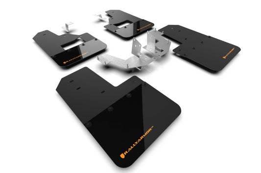 Rally Armor 21-25 Ford Bronco (Plstc Bmpr + RB - NO Rptr/Sprt) Blk Mud Flap w/Cy Orange Logo