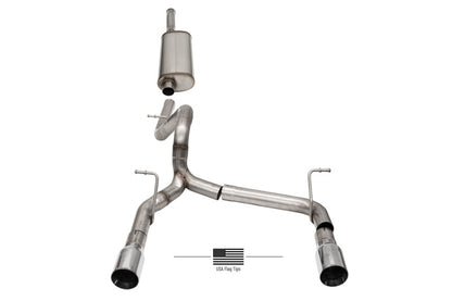 Corsa 2018-2025 Jeep Wrangler JLU 3.6L 2.75in Sport Cat-Back Exhaust w/ American Flag Tips