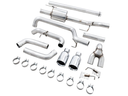 AWE Tuning 0FG 21+ Ford F150 Dual Split Rear Exhaust - 5in Chrome Silver Tips