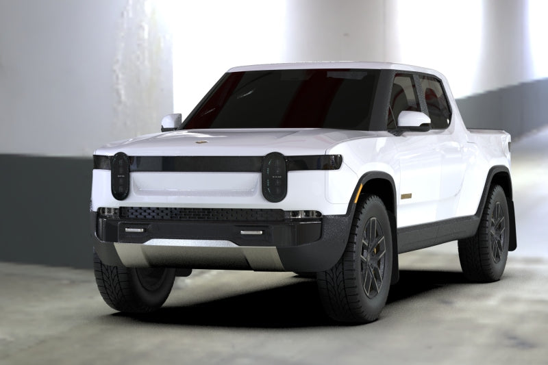 Rally Armor 22-25 Rivian R1T Black UR Mud Flap w/Tangerine Scream Logo