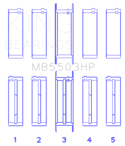 King Engine Bearings Ford V8 351Ci 5.8L 16V - Cleveland (Size STDX) Main Bearing Set