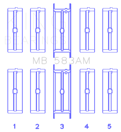 King Engine Bearings Ford 239/256/272/292 (Size .010) Crankshaft Main Bearing Set