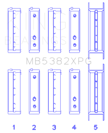 King Subaru EJ20/EJ22/EJ25 (Thrust in #5 Position) Tri-Metal Perf Main Bearing Set - Size +0.26mm
