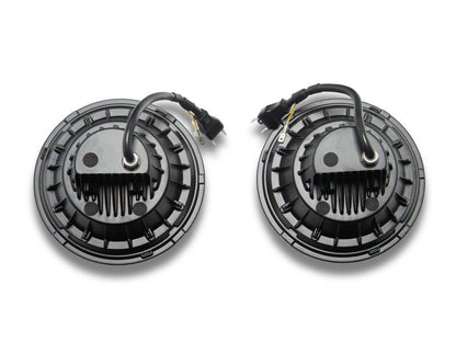 Raxiom 07-08 Jeep Wrangler JK Hi Output LED Headlights/Angel Eye DRL- Black Housing- Clear Lens