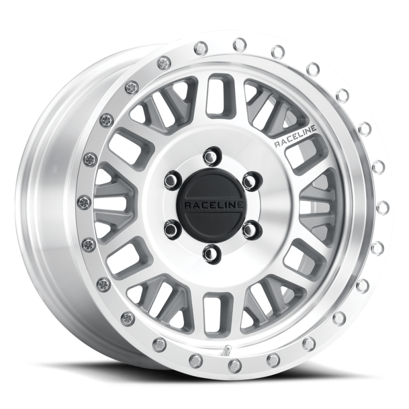 Raceline RT951M Ryno Machined 20x8.5in / 8x16.5.1 BP/-6mm Offset/130.81mm Bore - Machined Beadlock