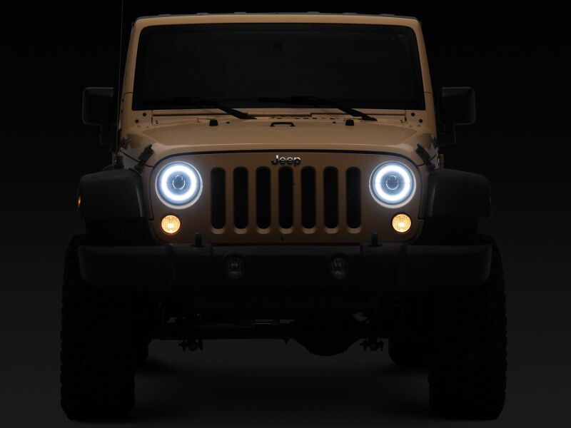 Raxiom 18-26 Jeep Wrangler JL/ 20-26 Gladiator JT HiOutput LED Hlights/Angel Eye DRL-Blk-Clear Lens