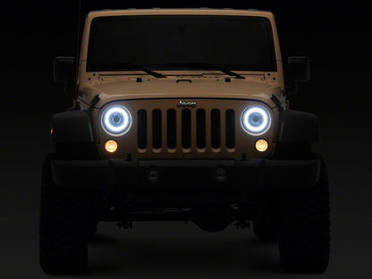 Raxiom 18-26 Jeep Wrangler JL/ 20-26 Gladiator JT HiOutput LED Hlights/Angel Eye DRL-Blk-Clear Lens