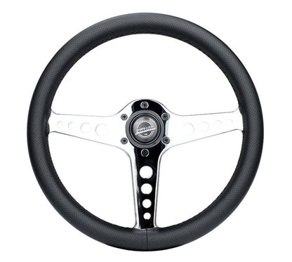 NRG Light Weight Gaming Steering Wheel - Driftz 350mm 3 Chrome Spokes Perforated Leather