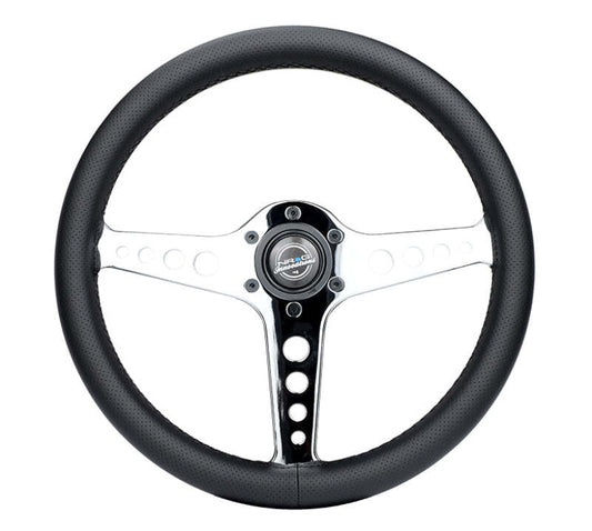 NRG Light Weight Gaming Steering Wheel - Driftz 350mm 3 Chrome Spokes Perforated Leather