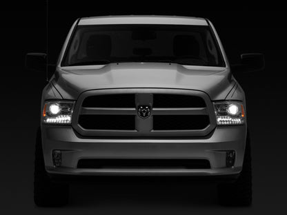 Raxiom 09-18 Dodge RAM 1500 LED Halo Headlights w/ Switchback Turn Signals- Chrome Hsng (Clear Lens)