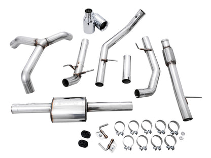 AWE Tuning 4th Gen GM 1500 5.3L 0FG Cat-Back Split Rear Exit (Flat Bumper) - Quad Chrome Tips