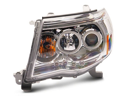 Raxiom 05-09 Toyota Tacoma Super White LED Halo Projector Headlights- Chrome Housing- Clear Lens