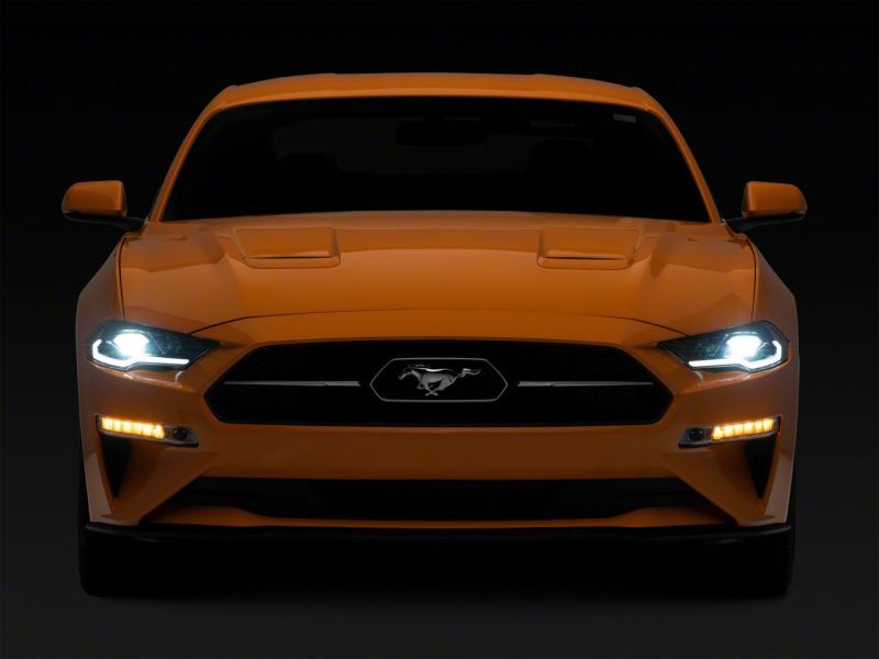 Raxiom 18-23 Ford Mustang GT EcoBoost LED Projector Headlights- Black Housing (Clear Lens)