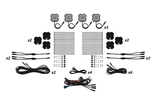 Diode Dynamics Rock Light - Red/White - M8 Magnet 12-Pack